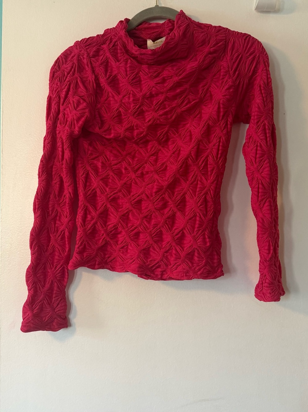Maeve Pink Textured Long-Sleeve Women's Top